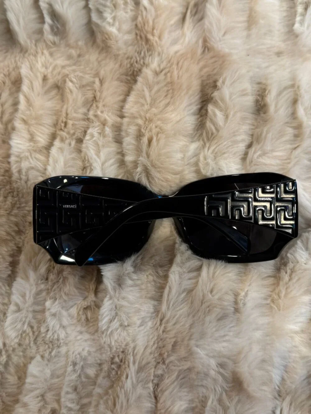 Versace Women's Black Sunglasses with Signature Temple